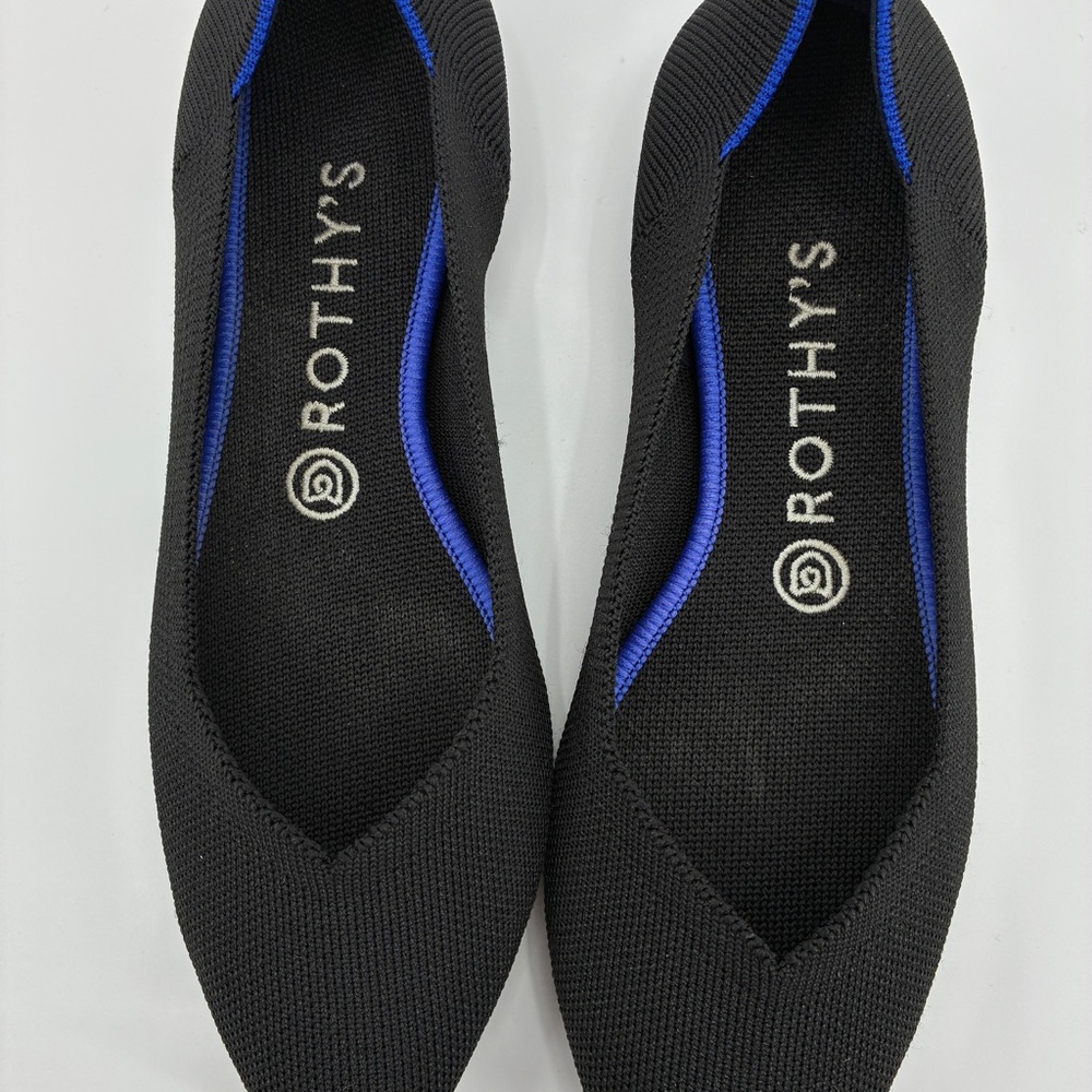 Rothy’s Women’s Black Knit ‘The Point’ Flats Slip On Dress Shoes Comfort Size 9 - Picture 3 of 10
